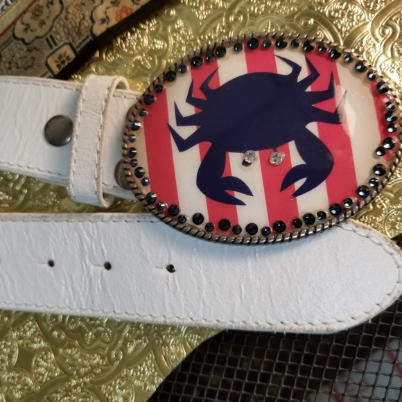 White Italian Leather Belt - Picture 8 of 8